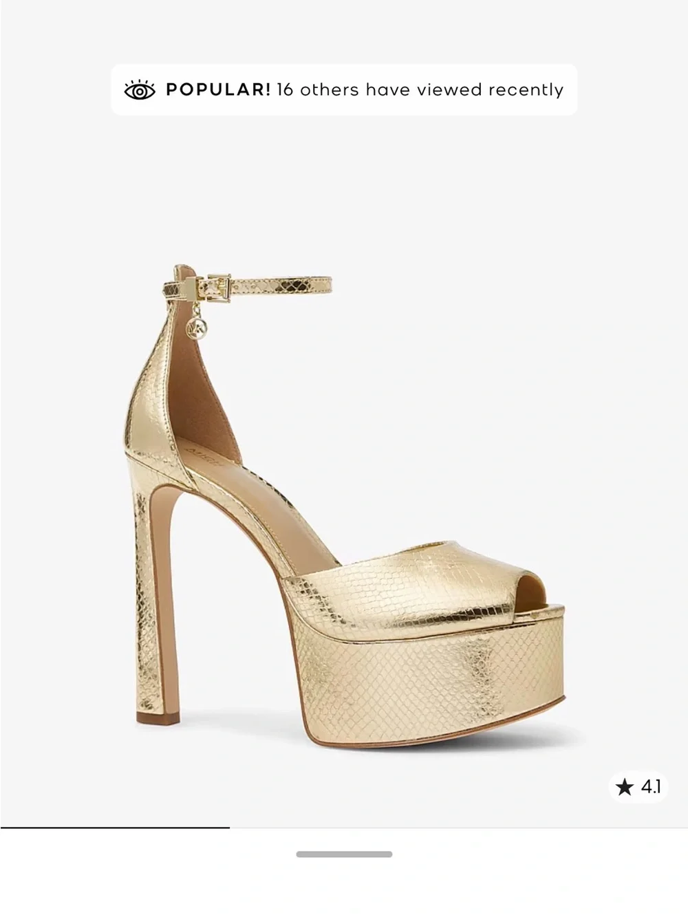 MICHAEL Michael Kors Martina Peep Toe Pump Embossed Snake Lthr Sz 10 MSRP $195